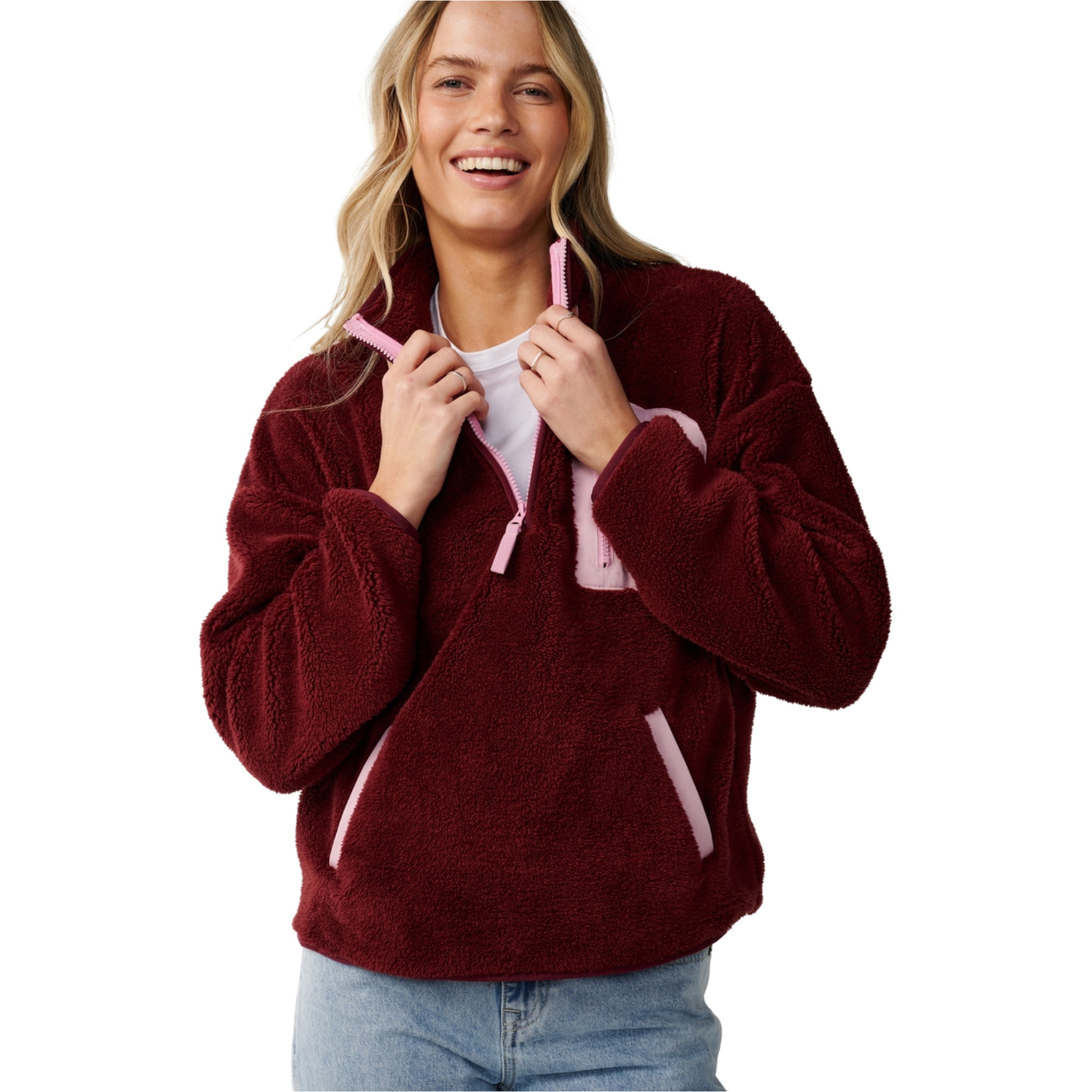 2026 Rip Curl Womens Party Wave Polar Zip Thru Fleece 0EFWFL - Dark Plum